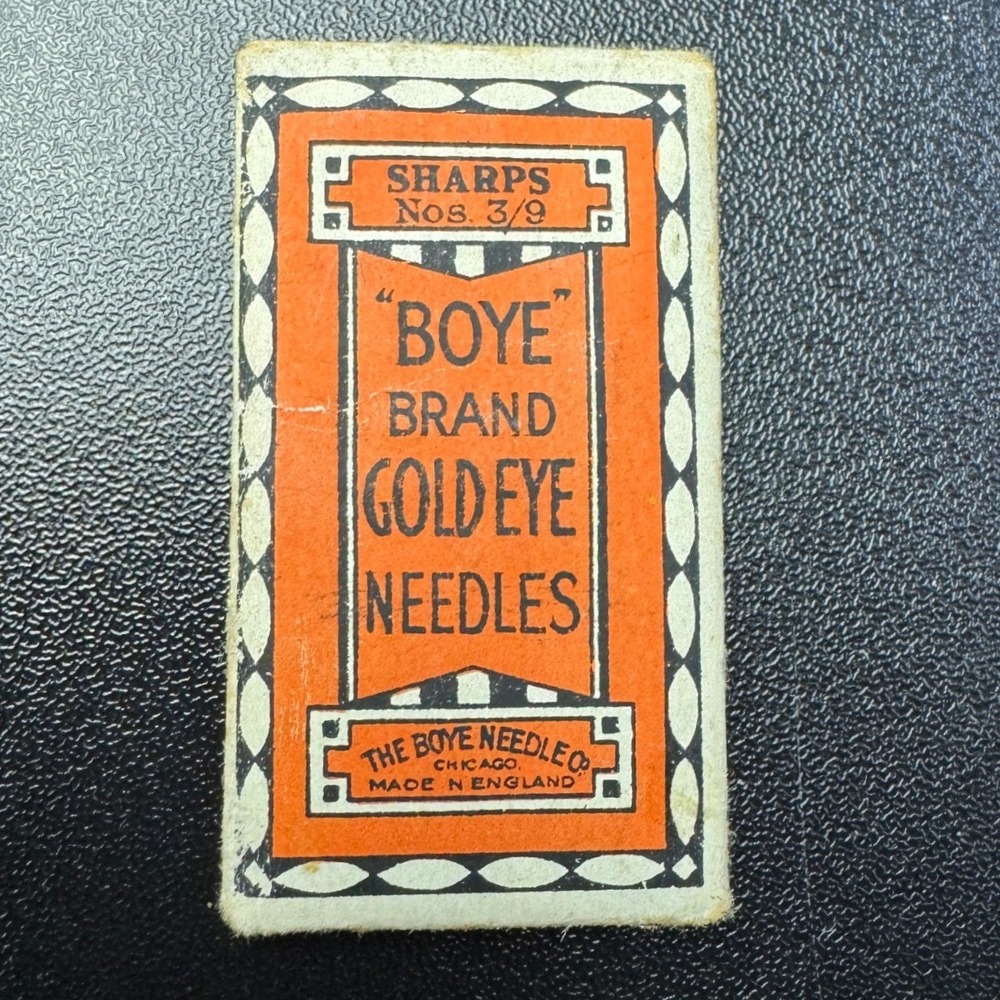 RARE Vintage Boye‎ Gold Eye Sharps Needles 3/9 Original Paper Pack